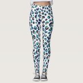 Leggings Parties scintillant d'or bleu Motif Leopard (Devant)