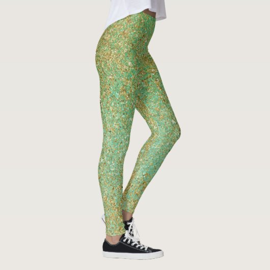 Leggings Parties scintillant d'or et Turquoise étincelle de (Droite)