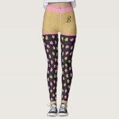 Leggings Parties scintillant D'Or Shorts Coeurs Rose Et Or (Devant)