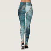 Leggings Parties scintillant d'or turquoise Abstraite Aquar (Dos)