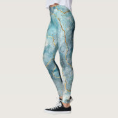 Leggings Parties scintillant d'or turquoise Abstraite Aquar (Gauche)