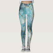 Leggings Parties scintillant d'or turquoise Abstraite Aquar (Devant)