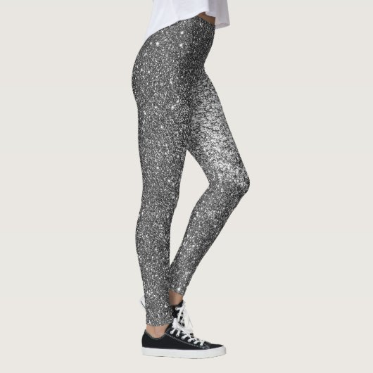 Leggings Parties scintillant en argent noir et blanc étince (Droite)