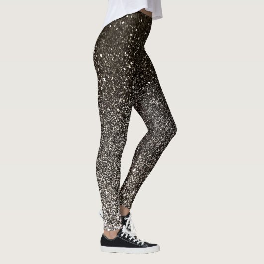 Leggings Parties scintillant en argent noir et blanc Ombre  (Droite)