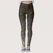 Leggings Parties scintillant en argent noir et blanc Ombre  (Devant)