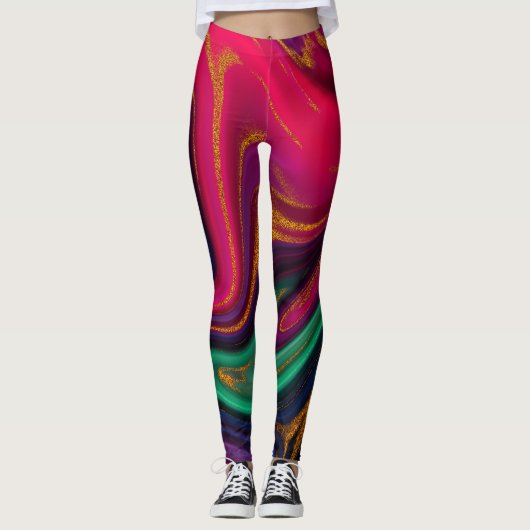 Leggings Parties scintillant en marbre et or (Devant)
