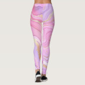 Leggings Parties scintillant en marbre rose violet or (Dos)
