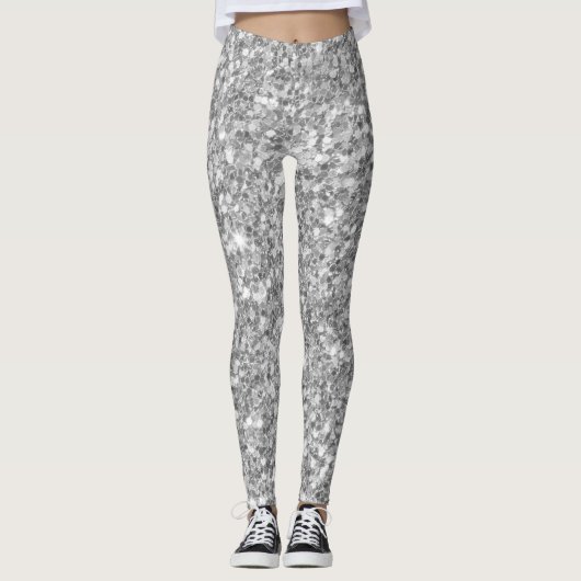 Leggings Parties scintillant En Mosaïque Blanche Et Grise (Devant)