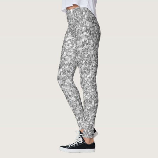 Leggings Parties scintillant En Mosaïque Blanche Et Grise (Gauche)