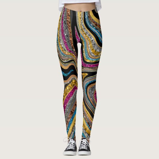 Leggings Parties scintillant en verre étincelante en marbre (Devant)
