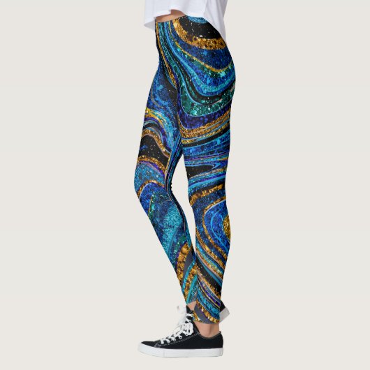 Leggings Parties scintillant en verre étincelante marbre bl (Gauche)