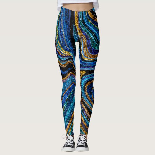 Leggings Parties scintillant en verre étincelante marbre bl (Devant)