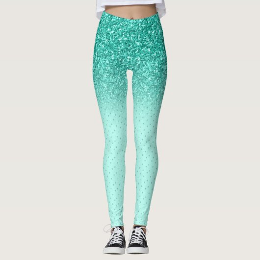 Leggings Parties scintillant fausse turquoise ombre (Devant)