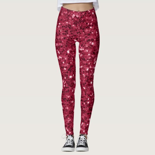 Leggings Parties scintillant faux brillant rose foncé magen (Devant)