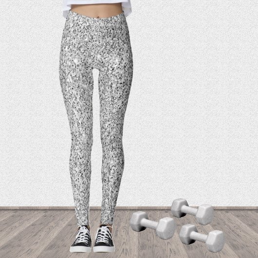 Leggings Parties scintillant gris argenté brillant noir bla