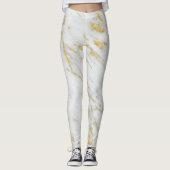 Leggings Parties scintillant Marbre blanc en or tacheté (Devant)
