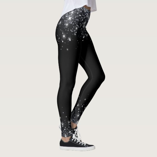 Leggings Parties scintillant moderne Black & Silver (Droite)