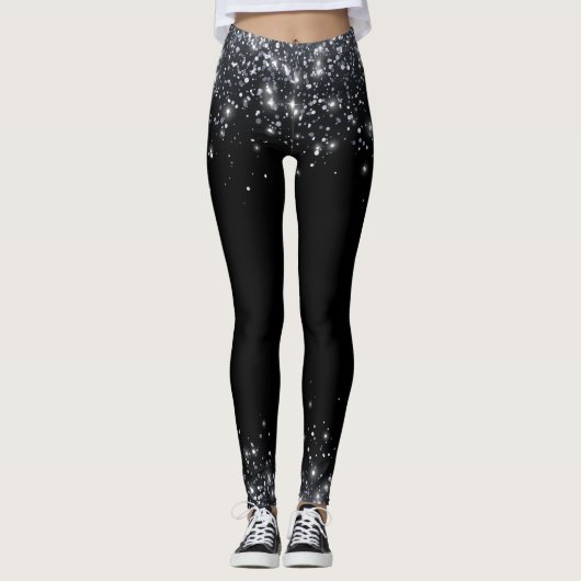 Leggings Parties scintillant moderne Black & Silver (Devant)