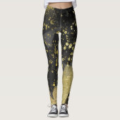Leggings Parties scintillant Noir & Or Glam Grunge Grunge M (Devant)