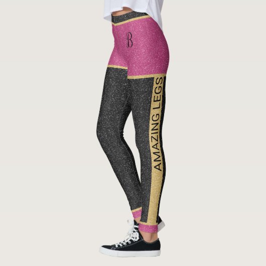 Leggings Parties scintillant Noir Rose Or Girly Personnalis (Gauche)