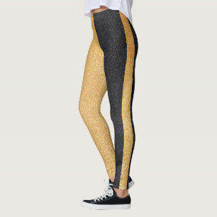 Leggings Parties scintillant Noire Et Dorée