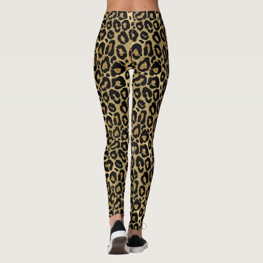 Leggings Parties scintillant noire et or Jaguar Imprimer (Dos)