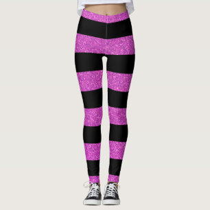 Leggings Parties scintillant noire et rose tendance pour fe