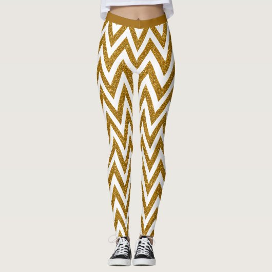 Leggings Parties scintillant or glam élégant Chevron Stripe (Devant)