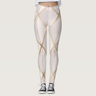 Leggings Parties scintillant or, motif rhombus géométrique.