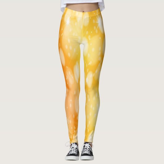 Leggings Parties scintillant Orange Yellow Faux Sparkle (Devant)