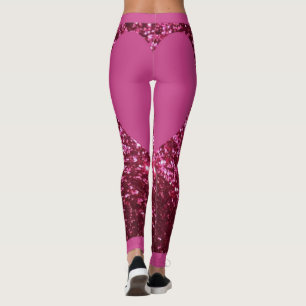 Leggings Parties scintillant rose Coeur rose