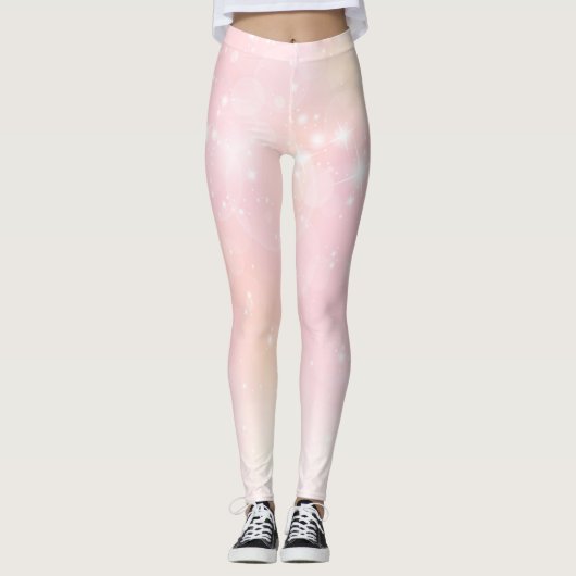 Leggings Parties scintillant rose douce et étincelles (Devant)