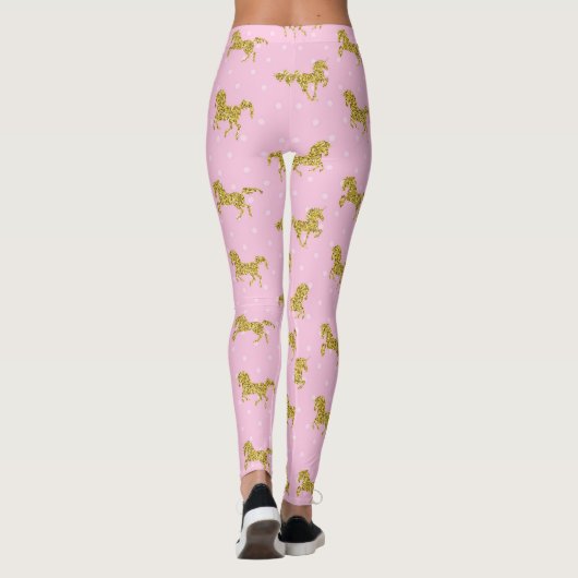 Leggings Parties scintillant rose et or Unicorne (Dos)