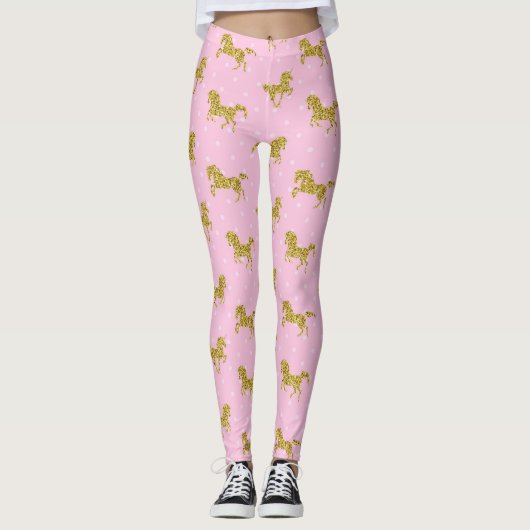Leggings Parties scintillant rose et or Unicorne (Devant)