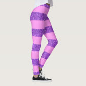 Leggings Parties scintillant rose et violet fillette rayure (Droite)