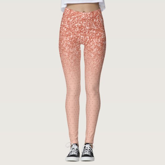 Leggings parties scintillant rose-or fausse (Devant)