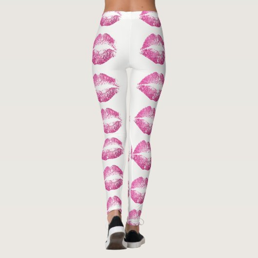 Leggings Parties scintillant roses lèvres (Dos)