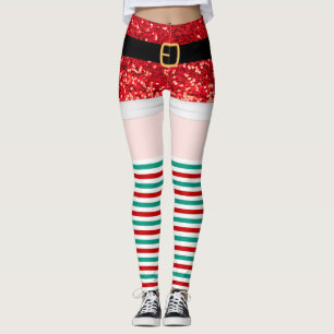 Leggings Parties scintillant rouge du Père Noël