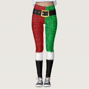 Leggings Parties scintillant rouge et verte, paillettes pét