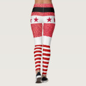 Leggings Parties scintillant rouge & Grilles blanches Stars (Dos)