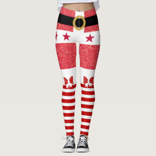 Leggings Parties scintillant rouge & Grilles blanches Stars