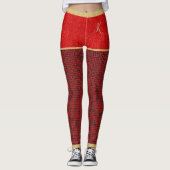 Leggings Parties scintillant rouge, Motif noir rouge, Monog (Devant)