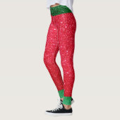 Leggings Parties scintillant rouge vert mignon Santas tenue (Gauche)