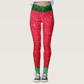 Leggings Parties scintillant rouge vert mignon Santas tenue (Devant)