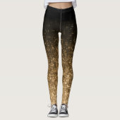 Leggings parties scintillant spacieuse en or noir brillant (Devant)