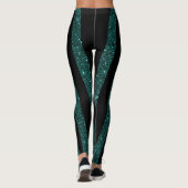 Leggings Parties scintillant Turquoise foncée Bandes noires (Dos)