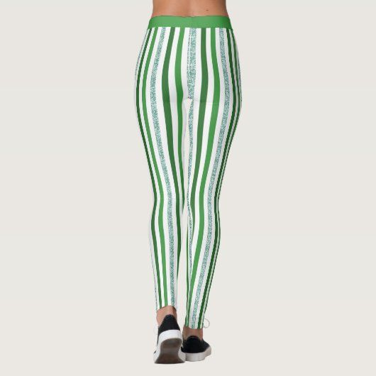 Leggings Parties scintillant verte en argent élégant Motif  (Dos)
