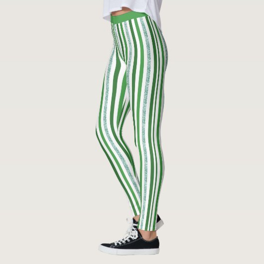 Leggings Parties scintillant verte en argent élégant Motif  (Gauche)