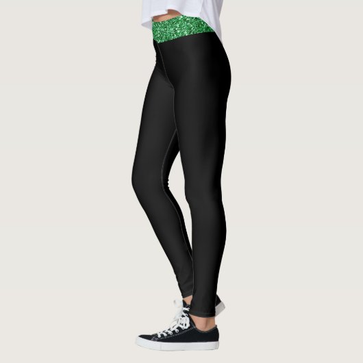 Leggings Parties scintillant verte irlandaise sur mesure no (Gauche)