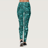Leggings Parties scintillantes turquoises chics de Faux (Dos)